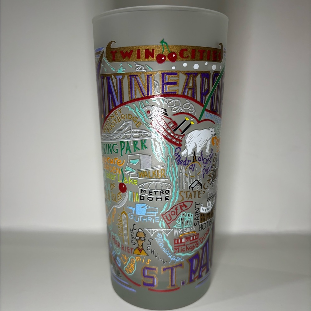 Minneapolis Twin Cities Landmarks Souvenir Frosted Glass by Catstudio